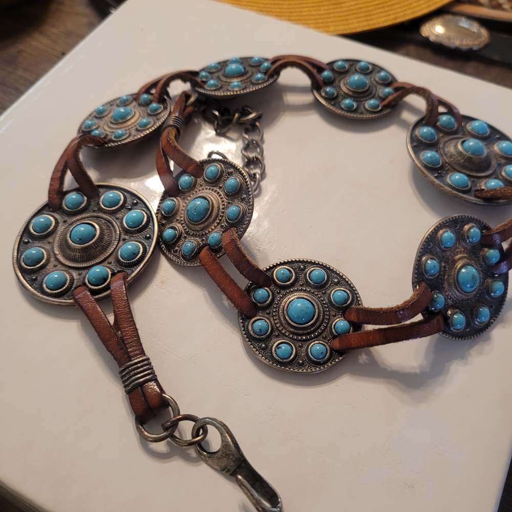 Blue and Brown Turquoise Stone Bracelet - Picture 2 of 14